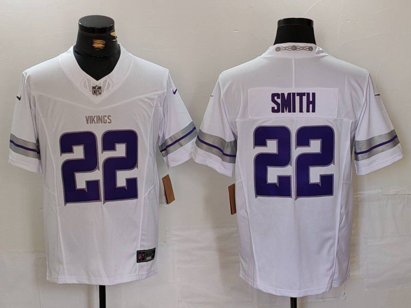 Men Minnesota Vikings #22 Smith White Retro three generations 2024 Nike Limited NFL Jersey style 1->los angeles dodgers->MLB Jersey
